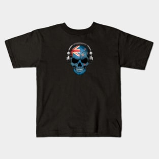 Dark Skull Deejay with New Zealand Flag Kids T-Shirt